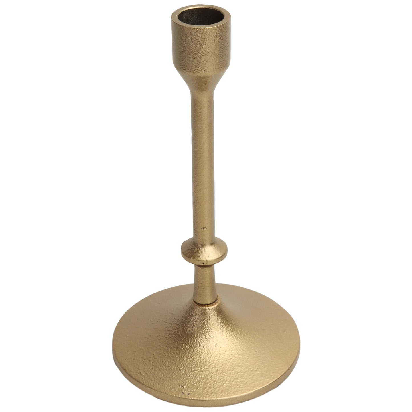 Gold Cast Iron Metal Taper Candle Holder, 7.8", Large
