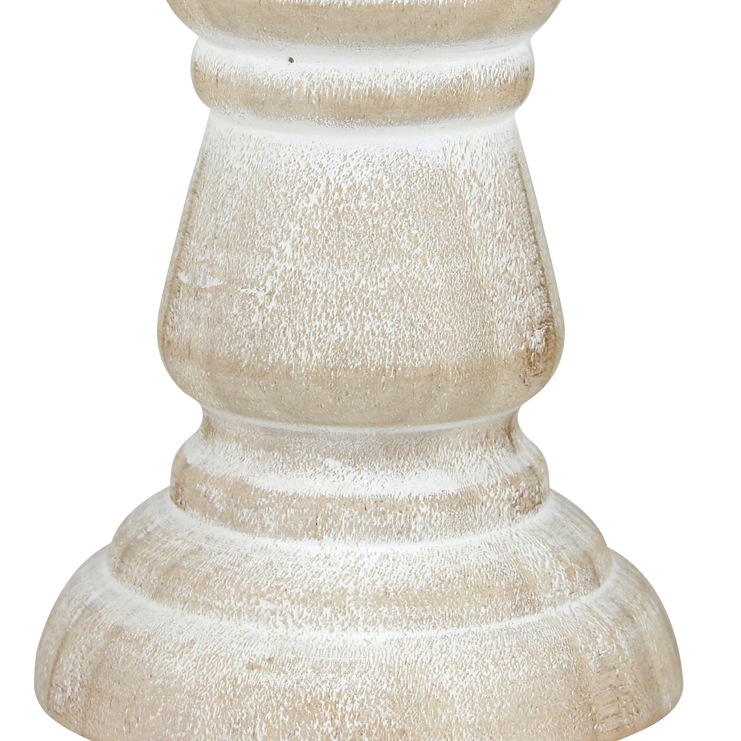 Stonebriar Tabletop 6" Coastal Wood Pillar Candle Holder, Off-White