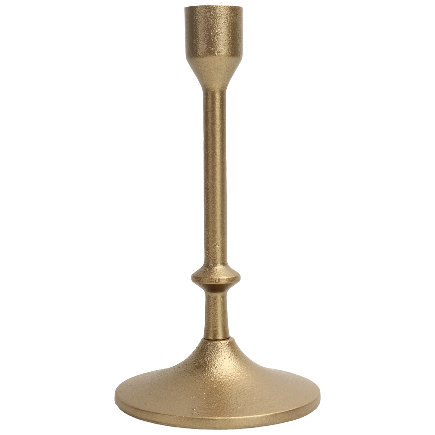 Gold Cast Iron Metal Taper Candle Holder, 7.8", Large